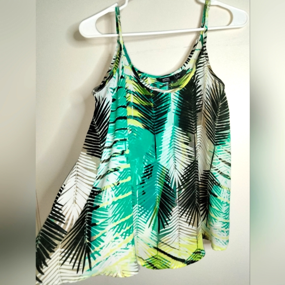 Apt. 9 (Size M) Multicolored Leafy Print Adjustable Strap Asymmetrical Camisole